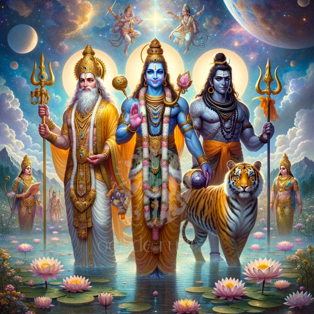 La Trinité hindoue : Brahma, Vishnu et Shiva