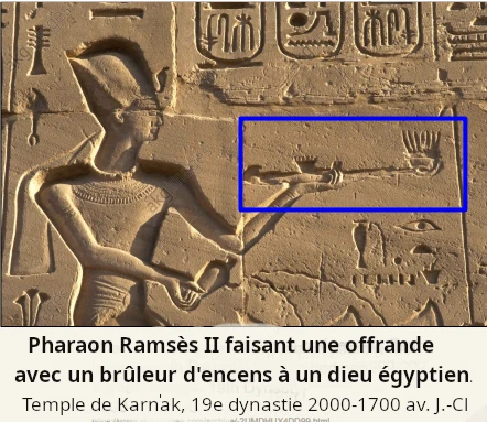 Pharaon Ramsès II faisant une offrande avec un brûleur d'encens